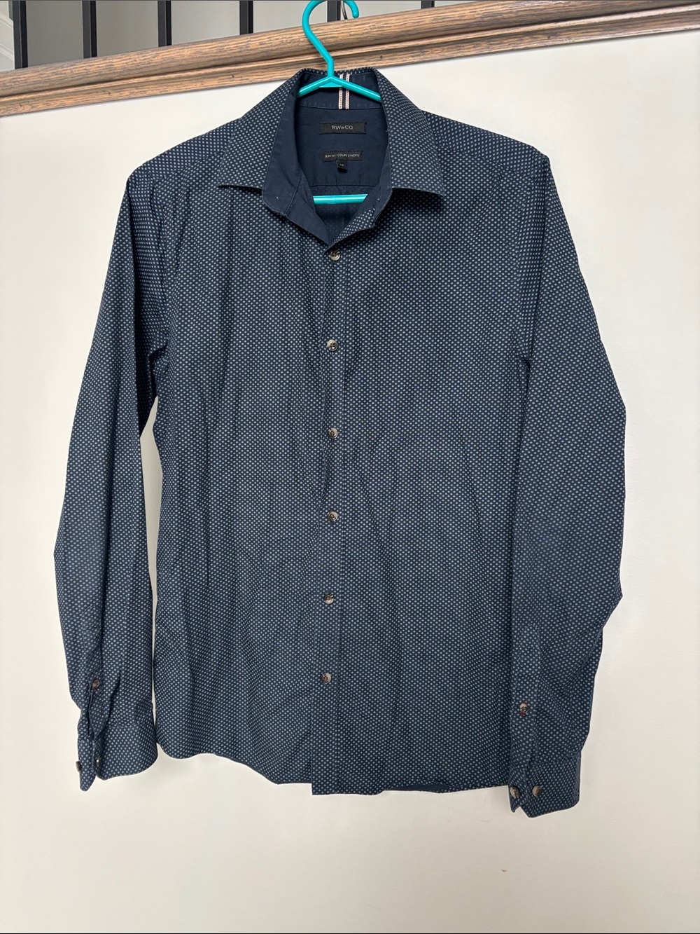 RW&CO. Men's Navy Microdot Dress Shirt, SLIM FIT size small